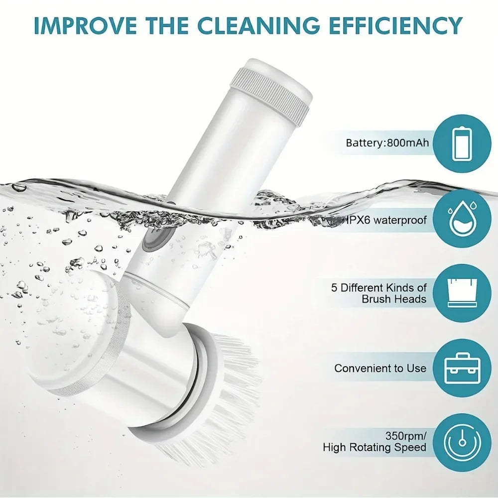 SwiftScrub  Pro™  - 8-in-1  Cordless Electric Spin Scrubber