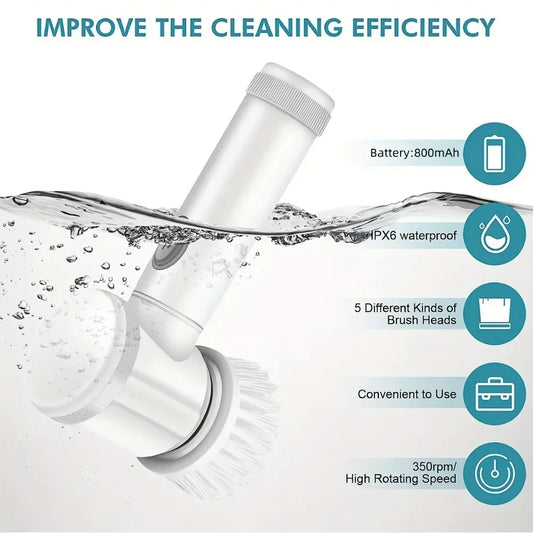SwiftScrub  Pro™  - 8-in-1  Cordless Electric Spin Scrubber